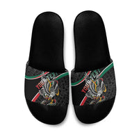 Mexico Eagle Spirit Personalized Slide Sandals Ancient Aztec Pattern - Wonder Print Shop