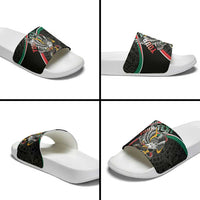 Mexico Eagle Spirit Personalized Slide Sandals Ancient Aztec Pattern - Wonder Print Shop