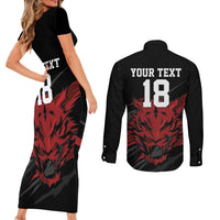Custom South Korea Football Couples Matching Short Sleeve Bodycon Dress and Long Sleeve Button Shirt Taegeuk Warriors Spirit - Wonder Print Shop