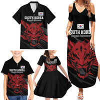 Custom South Korea Football Family Matching Summer Maxi Dress and Hawaiian Shirt Taegeuk Warriors Spirit - Wonder Print Shop