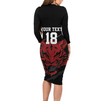 Custom South Korea Football Long Sleeve Bodycon Dress Taegeuk Warriors Spirit - Wonder Print Shop