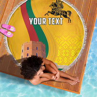 Personalized Lithuania Independence Restoration Day Beach Blanket Gediminas Tower Flag Style