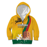 Personalized Lithuania Independence Restoration Day Kid Hoodie Gediminas Tower Flag Style