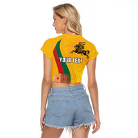 Personalized Lithuania Independence Restoration Day Raglan Cropped T Shirt Gediminas Tower Flag Style