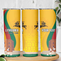 Personalized Lithuania Independence Restoration Day Skinny Tumbler Gediminas Tower Flag Style
