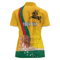 Personalized Lithuania Independence Restoration Day Women Polo Shirt Gediminas Tower Flag Style
