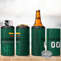 Custom Lithuania Fottball 4 in 1 Can Cooler Tumbler Vytis Lithuanian Lietuva Green Version