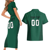 Custom Lithuania Football Couples Matching Short Sleeve Bodycon Dress and Hawaiian Shirt Vytis Lithuanian Lietuva Green Version