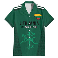 Custom Lithuania Football Family Matching Short Sleeve Bodycon Dress and Hawaiian Shirt Vytis Lithuanian Lietuva Green Version