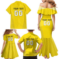 Custom Lithuania Football Family Matching Mermaid Dress and Hawaiian Shirt Vytis Lithuanian Lietuva Yellow Version