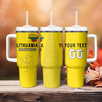 Custom Lithuania Fottball Tumbler With Handle Vytis Lithuanian Lietuva Yellow Version