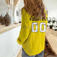Custom Lithuania Football Women Casual Shirt Vytis Lithuanian Lietuva Yellow Version