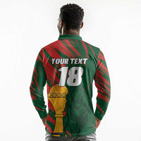 Custom Senegal Champions Football Long Sleeve Polo Shirt Lions of Teranga Rise Again