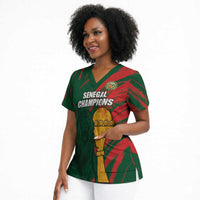 Custom Senegal Champions Football Scrub Top Lions of Teranga Rise Again