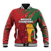 Custom Morocco Champions Football Baseball Jacket Atlas Lions Grunge Motif