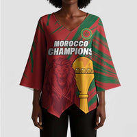 Custom Morocco Champions Football Kimono Sleeve Blouse Atlas Lions Grunge Motif