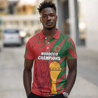 Custom Morocco Champions Football Polo Shirt Atlas Lions Grunge Motif