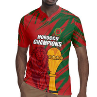 Custom Morocco Champions Football Rugby Jersey Atlas Lions Grunge Motif