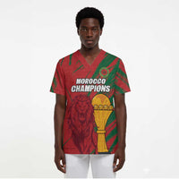Custom Morocco Champions Football Scrub Top Atlas Lions Grunge Motif
