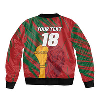 Custom Morocco Champions Football Sleeve Zip Bomber Jacket Atlas Lions Grunge Motif