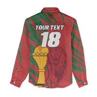 Custom Morocco Champions Football Women Casual Shirt Atlas Lions Grunge Motif