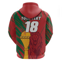 Custom Morocco Champions Football Zip Hoodie Atlas Lions Grunge Motif