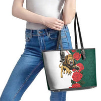 Bulgaria Lion Leather Tote Bag Folk Patterns With Rose