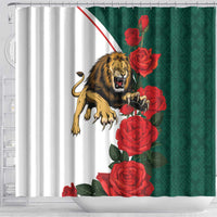 Bulgaria Lion Shower Curtain Folk Patterns With Rose