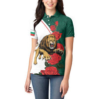 Bulgaria Lion Women Polo Shirt Folk Patterns With Rose