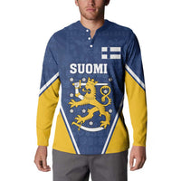 Custom Finland Lion Button Sweatshirt Finnish Folk Patterns
