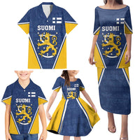 Custom Finland Lion Family Matching Puletasi and Hawaiian Shirt Finnish Folk Patterns