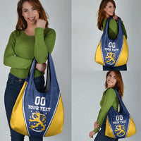 Custom Finland Lion Grocery Bag Finnish Folk Patterns
