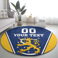 Custom Finland Lion Round Carpet Finnish Folk Patterns