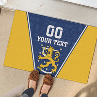 Custom Finland Lion Rubber Doormat Finnish Folk Patterns
