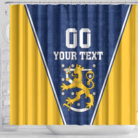 Custom Finland Lion Shower Curtain Finnish Folk Patterns