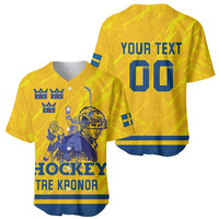 Custom Sweden Hockey Baseball Jersey Tre Kronor Go Champions
