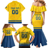 Custom Sweden Hockey Family Matching Mermaid Dress and Hawaiian Shirt Tre Kronor Go Champions