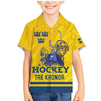Custom Sweden Hockey Family Matching Mermaid Dress and Hawaiian Shirt Tre Kronor Go Champions