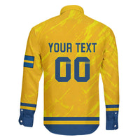 Custom Sweden Hockey Family Matching Off The Shoulder Long Sleeve Dress and Hawaiian Shirt Tre Kronor Go Champions