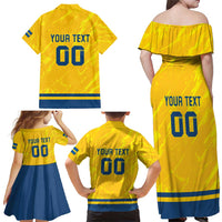 Custom Sweden Hockey Family Matching Off Shoulder Maxi Dress and Hawaiian Shirt Tre Kronor Go Champions