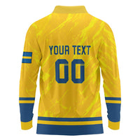 Custom Sweden Hockey Long Sleeve Polo Shirt Tre Kronor Go Champions
