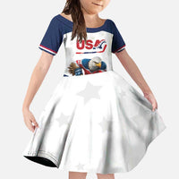 Custom USA Hockey Family Matching Summer Maxi Dress and Hawaiian Shirt Team USA Eagle Mascot