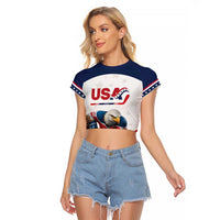 Custom USA Hockey Raglan Cropped T Shirt Team USA Eagle Mascot