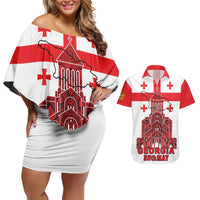 Georgia Independence Day Couples Matching Off Shoulder Short Dress and Hawaiian Shirt Sameba Dzala Ertobashia