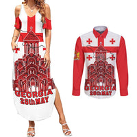 Georgia Independence Day Couples Matching Summer Maxi Dress and Long Sleeve Button Shirt Sameba Dzala Ertobashia