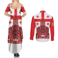 Georgia Independence Day Couples Matching Summer Maxi Dress and Long Sleeve Button Shirt Sameba Dzala Ertobashia