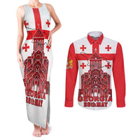 Georgia Independence Day Couples Matching Tank Maxi Dress and Long Sleeve Button Shirt Sameba Dzala Ertobashia