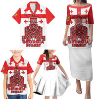 Georgia Independence Day Family Matching Puletasi and Hawaiian Shirt Sameba Dzala Ertobashia