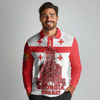 Georgia Independence Day Long Sleeve Polo Shirt Sameba Dzala Ertobashia