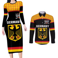 Custom Germany Hockey Couples Matching Long Sleeve Bodycon Dress and Long Sleeve Button Shirt Trager der Adler Flag Style